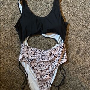 Stylish Black and White Polka Dot Swimsuit